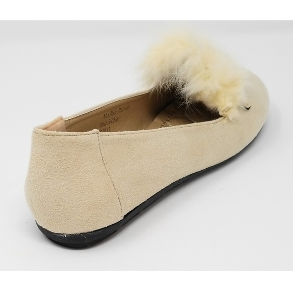 Feather Embellished Buckle Flats, BF-2633, Beige, Size 8.5 - Picture 2 of 5